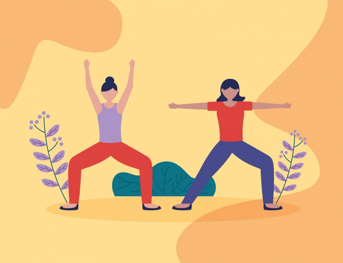 people yoga outdoor flat design image
