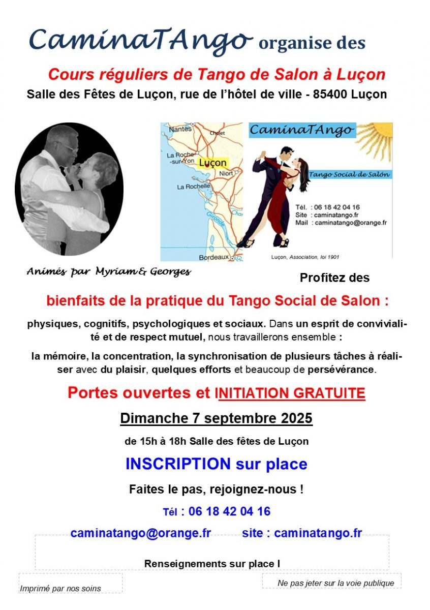 PUB Cours ET INITIATION TANGO à Luçon