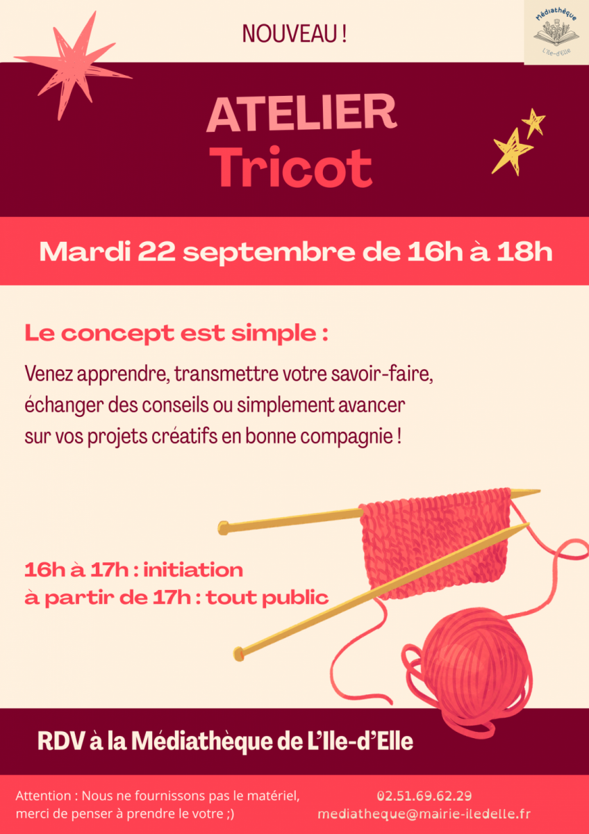 Affiches animations 2026 – atelier tricot