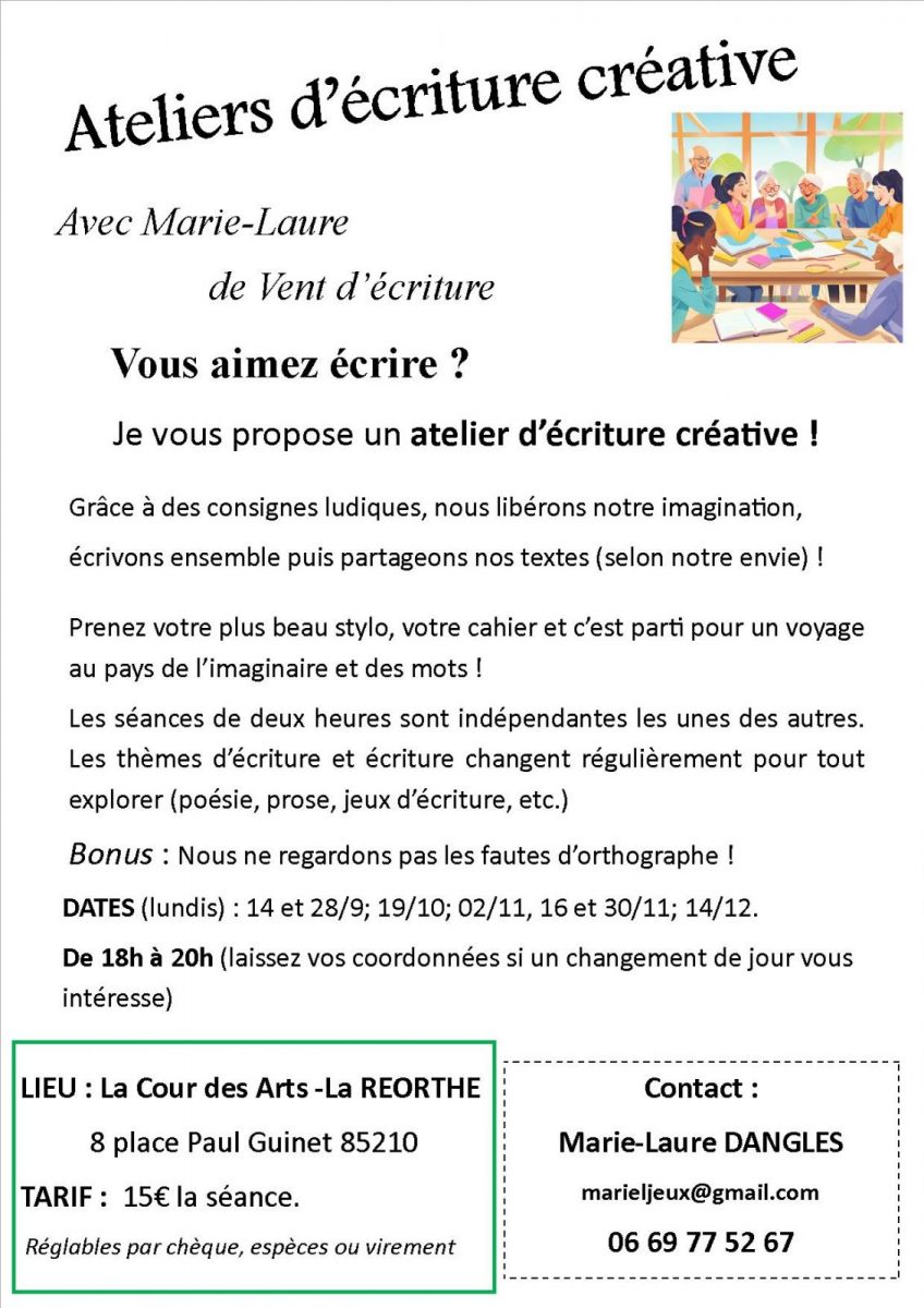 ateliers d’écriture La réorthe trim 4 2026
