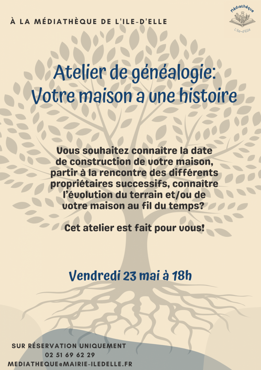 Affiche heure du conte – généalogie maison