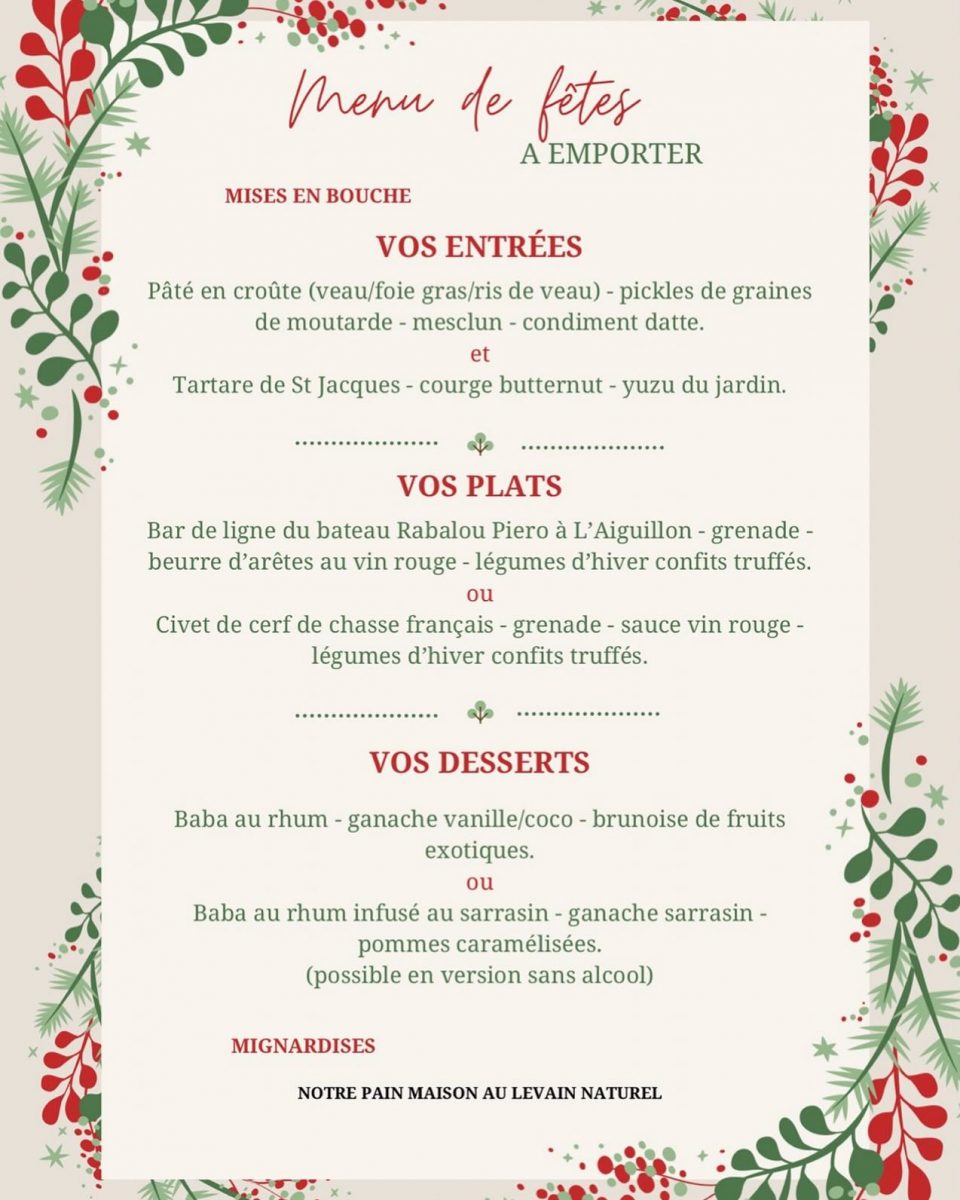menu de fêtes maison desamy